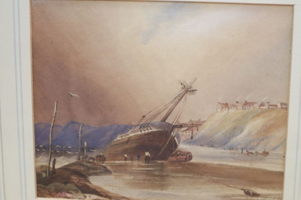 English School (19th century), Coastal scene, watercolour and another